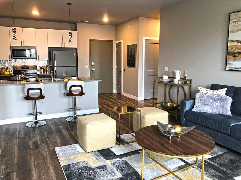 Living and Kitchen at 1400 Russell Apartments, Missouri