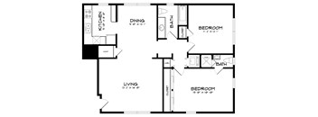 A black and white image of a floor plan for a house.