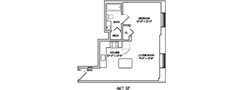 A floor plan of a 467 square foot home.