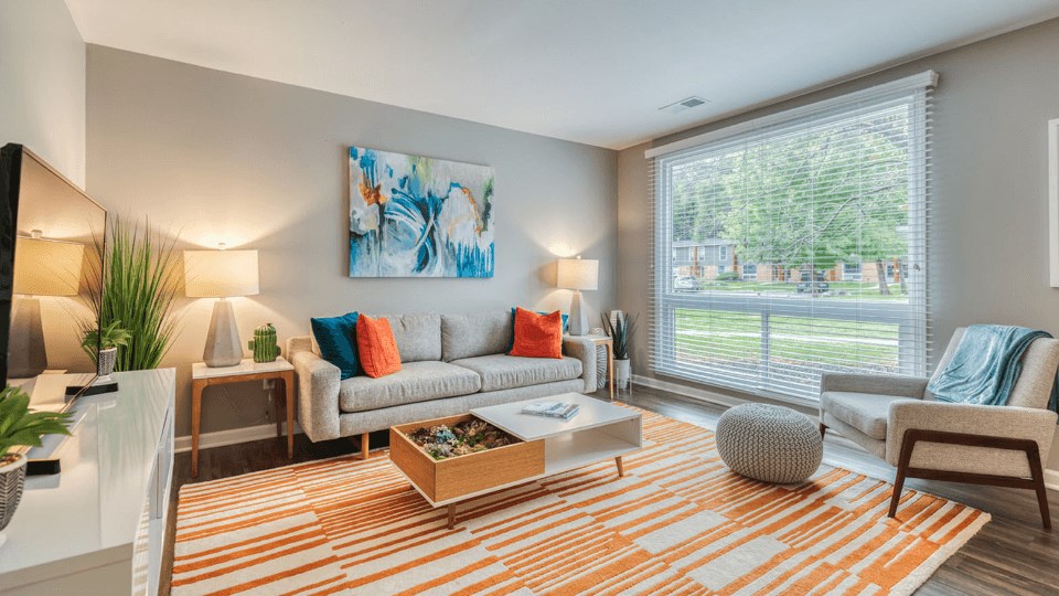 our apartments offer a living room at The View Apartments St Charles, Illinois, 60174