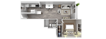 1 bedroom 1 bath floorplan at River Lofts Apartments, Tualatin