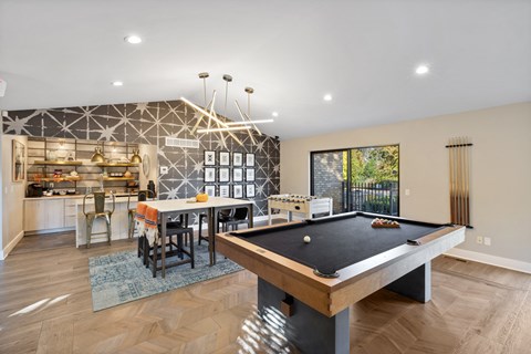 club room at ascent at Farmington hills with billards table. at Ascent at Farmington Hills, Farmington Hills, Michigan