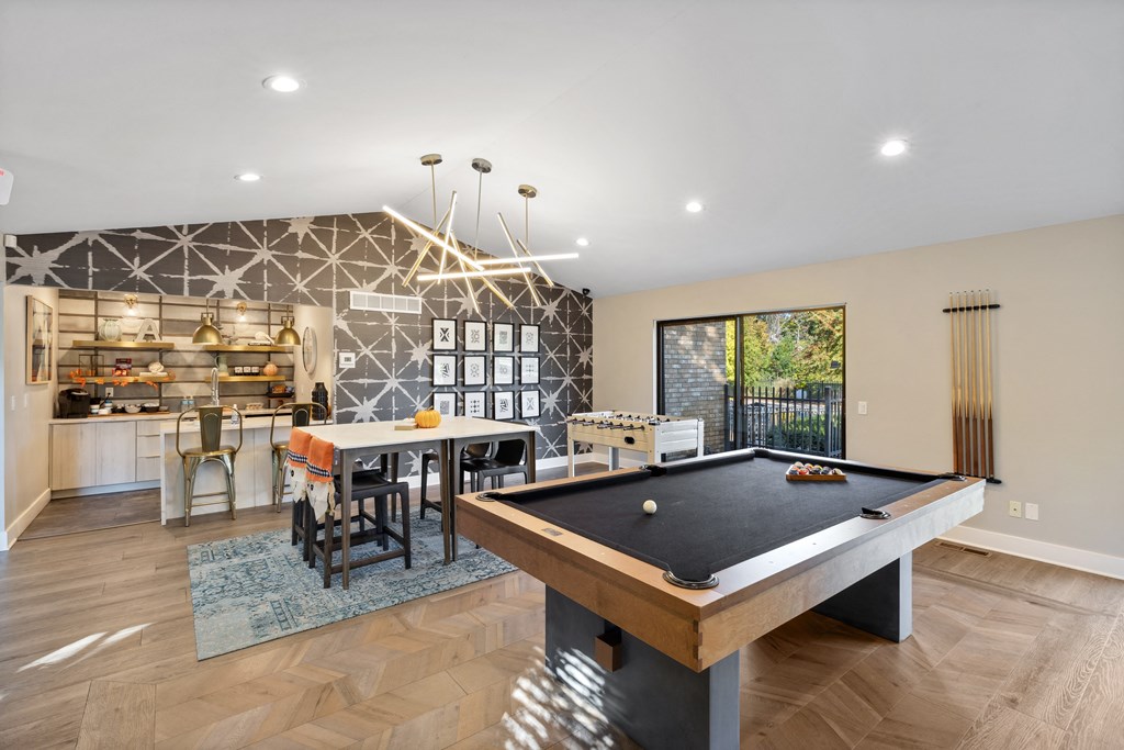 club room at ascent at Farmington hills with billards table. at Ascent at Farmington Hills, Farmington Hills, Michigan
