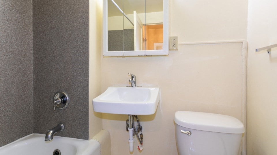 a bathroom with a sink and a toilet and a mirror