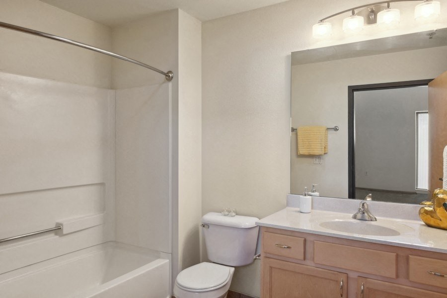 a bathroom with a sink and a shower and a mirror