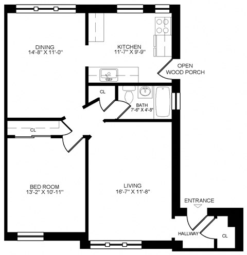 1 bedroom + 1 bath, 755 sqft at The Bryant at Oak Park I & II, Oak Park, IL