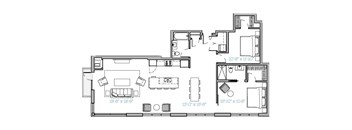 A floor plan of a house with various rooms and their dimensions.