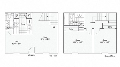 Floor plans Hodges at The Hub at Baton Rouge, Louisiana