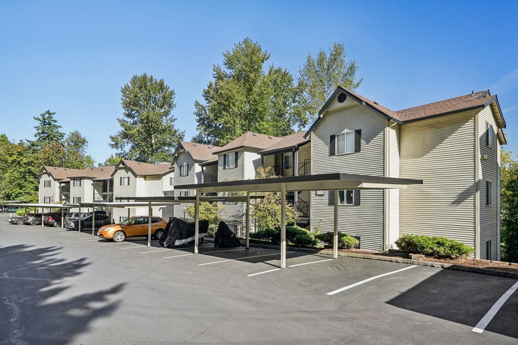 Apartment exterior with covered parking