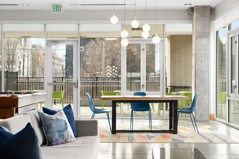 Game Room With Billiards at Track 29 Apartments, Minneapolis, Minnesota
