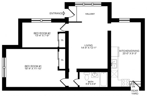 2 bed and 2 bath floor plan - 1012 sqft at The Bryant at Oak Park I & II, Illinois
