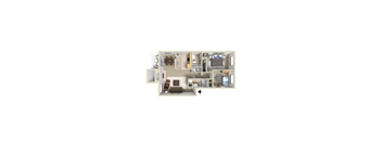 3D floor plan of 2X2 at Murrayhill Park, Beaverton, OR