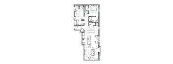A floor plan of an apartment with dimensions and room layout.