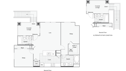 floor plan of the first floor at Arrive at Rancho Belago, Moreno Valley, California