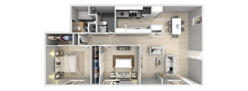 2 bedroom 2 bath floorplan at River Lofts Apartments, Oregon, 97062