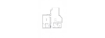 Floor plan for 1 bedroom + 1.5 bath