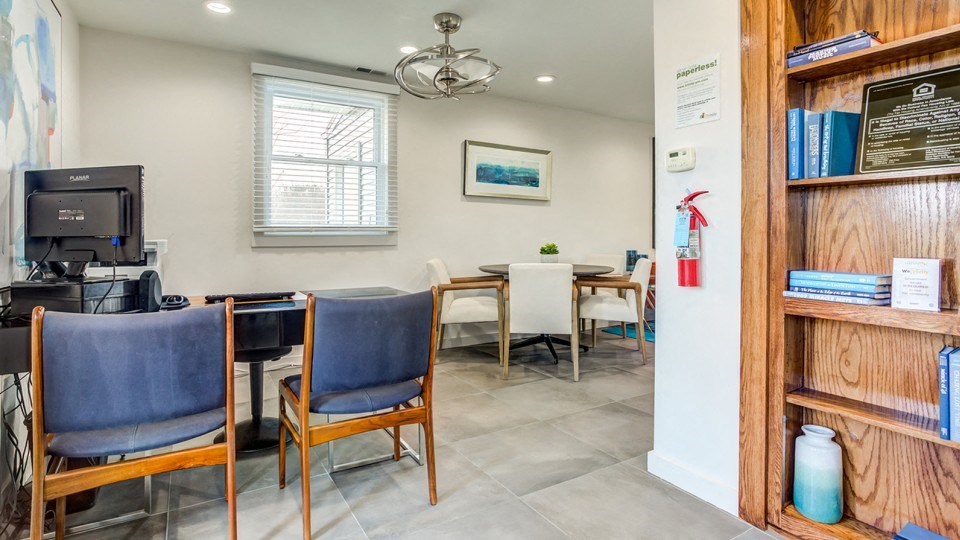 Wooden shelves at The View Apartments St Charles, St Charles
