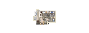 3d floor plan 3X2 at Murrayhill Park, Beaverton, 97008