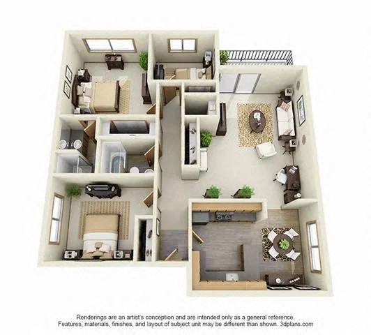 3D Floorplan for a 3 bedroom at Overlook at the Willamette, Milwaukie, OR 97222 ?