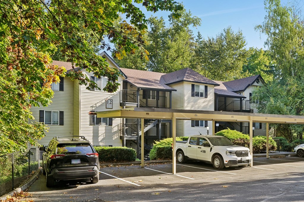 Apartment exterior with covered parking