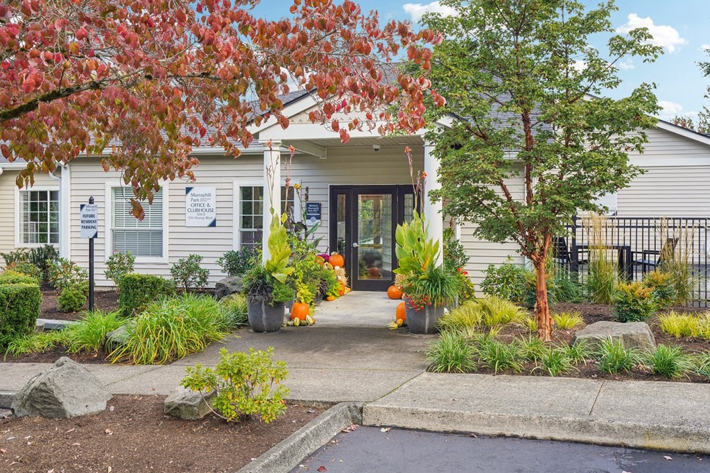 Front entrance to an apartment building