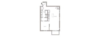 A floor plan of a room with dimensions and furniture layout.