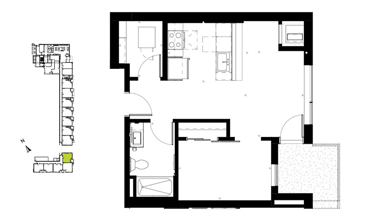 1 bed 1 bath floorplan
