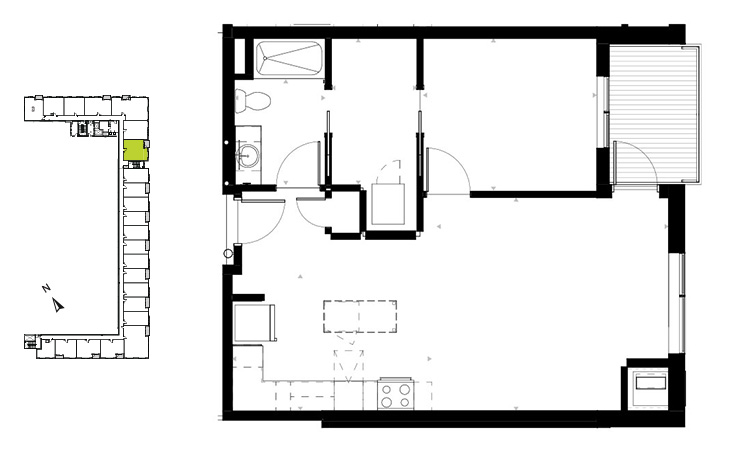 1 bed 1 bath floorplan