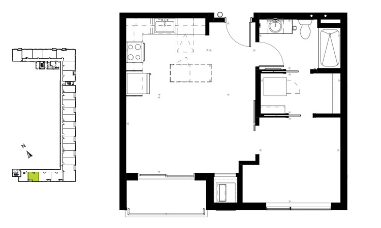 1 bed 1 bath floorplan