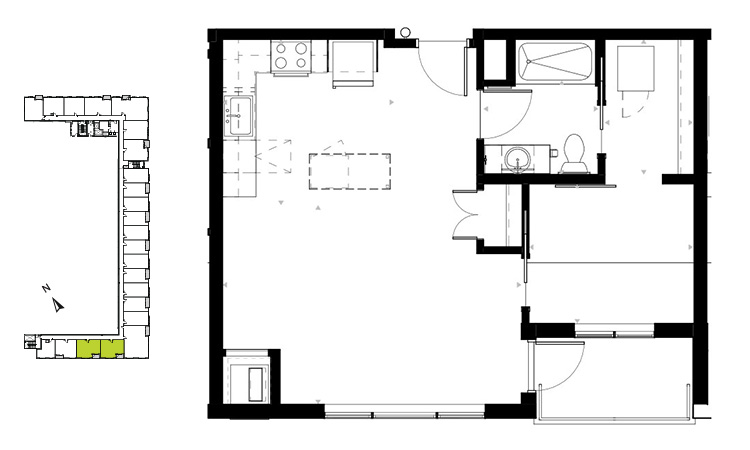 1 bed 1 bath floorplan