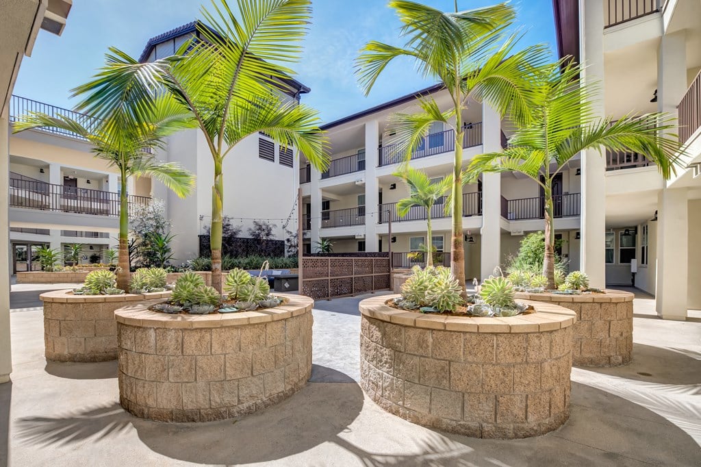 a view of the courtyard at the bradley braddock road station apartments