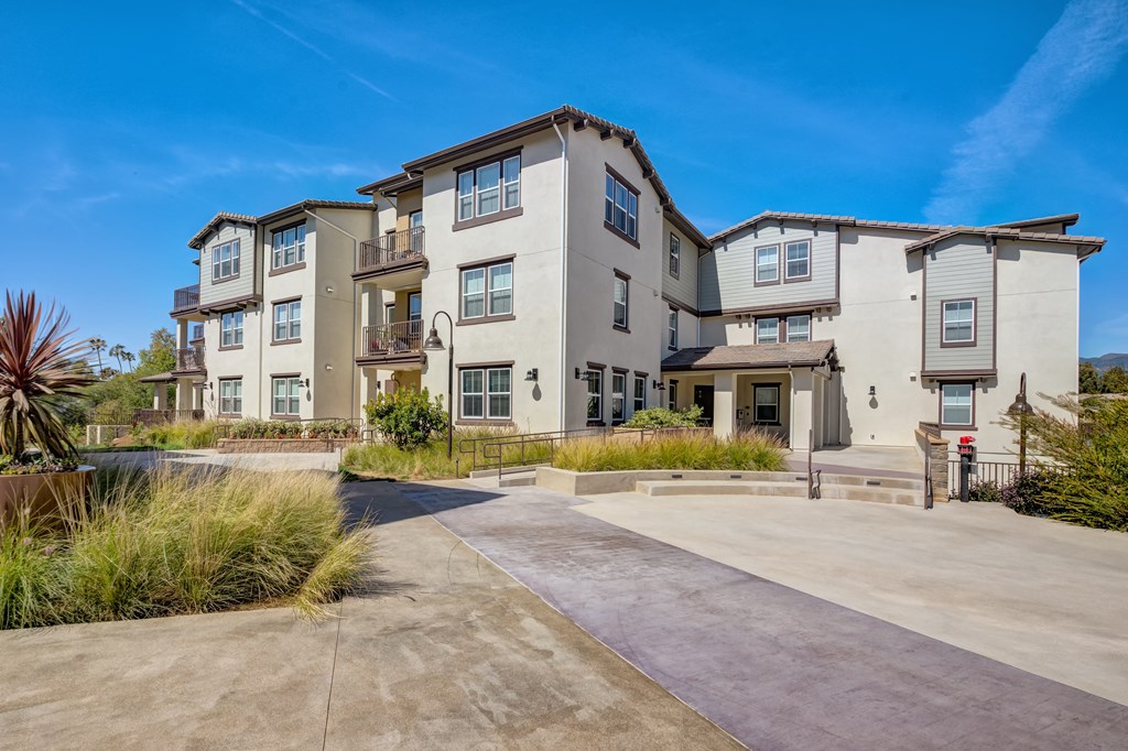 a view of the building from the parking lot