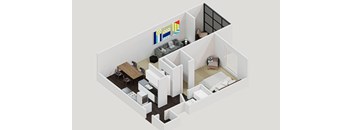 Floor plan for a 1 bedroom apartment
