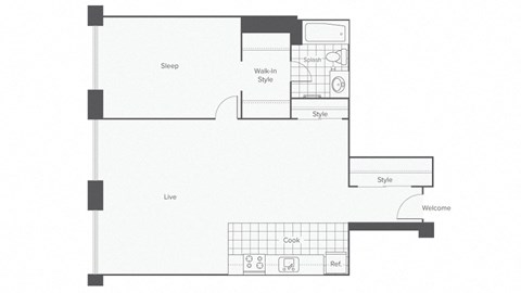 a floor plan of a bedroom apartment