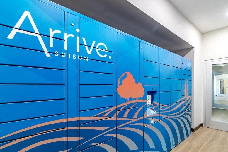 A blue wall with the word 