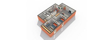 2 bed 1 bath floor plan at The View Apartments St Charles, St Charles