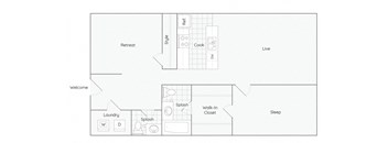 a floor plan of a 1 bedroom apartment