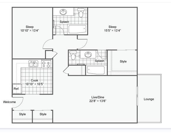 A floor plan of the Barrington Unit