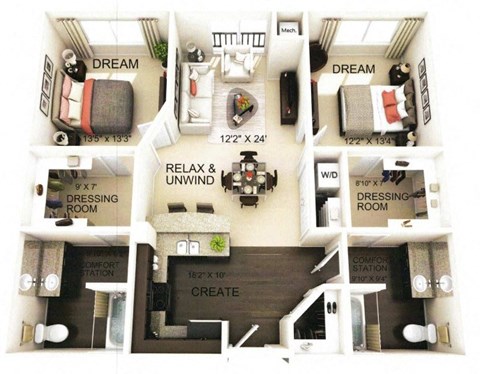 Belmont_2_B_floorPlan at Residences at the Street, Washington, PA