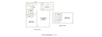 2 Bed 2 Bath Floorplan at Oak Park City, Oak Park