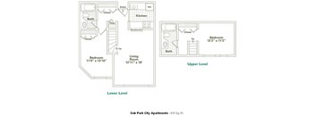2 Bed 2 Bath Floorplan A at Oak Park City, Illinois