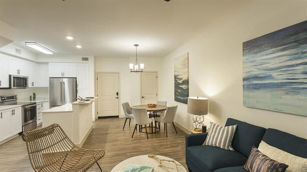 Living Area With Kitchen View at Arrive Los Carneros, California