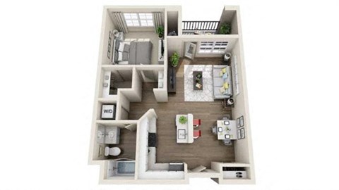 One Bedroom Floor Plan at Arrive Los Carneros, Goleta