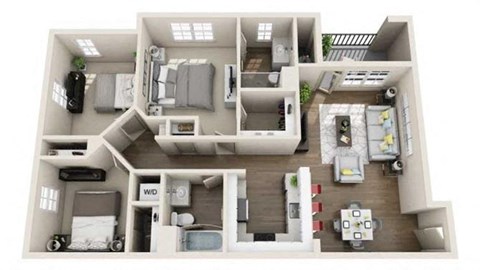 3 Bedroom 2 Bath Floor Plan at Arrive Los Carneros, Goleta, CA, 93117