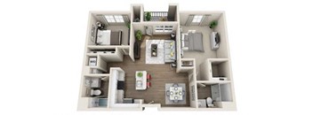 2 Bedroom 2 Bath Floor Plan at Arrive Los Carneros, California, 93117