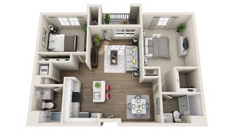 2 Bedroom 2 Bath Floor Plan at Arrive Los Carneros, California, 93117