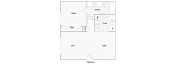 1 bed 1 bath 1A Floor Plan at Alturas Paso Robles Apartment Homes, Paso Robles, CA, 93446