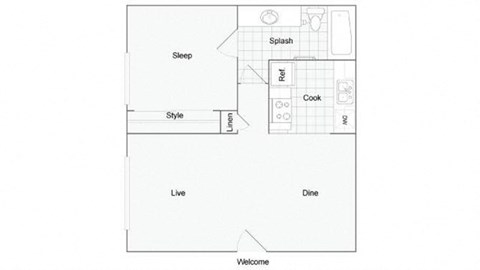 1 bed 1 bath 1A Floor Plan at Alturas Paso Robles Apartment Homes, Paso Robles, CA, 93446