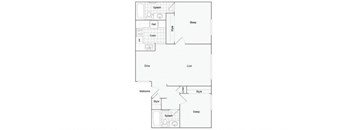 2 bed 2 bath 2A Floor Plan at Alturas Paso Robles Apartment Homes, Paso Robles, CA
