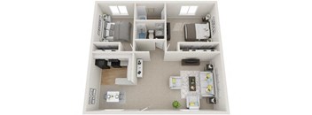 2 Bedroom 2 Bath Floor Plan at Dwell Apartment Homes, Riverside, CA, 92507